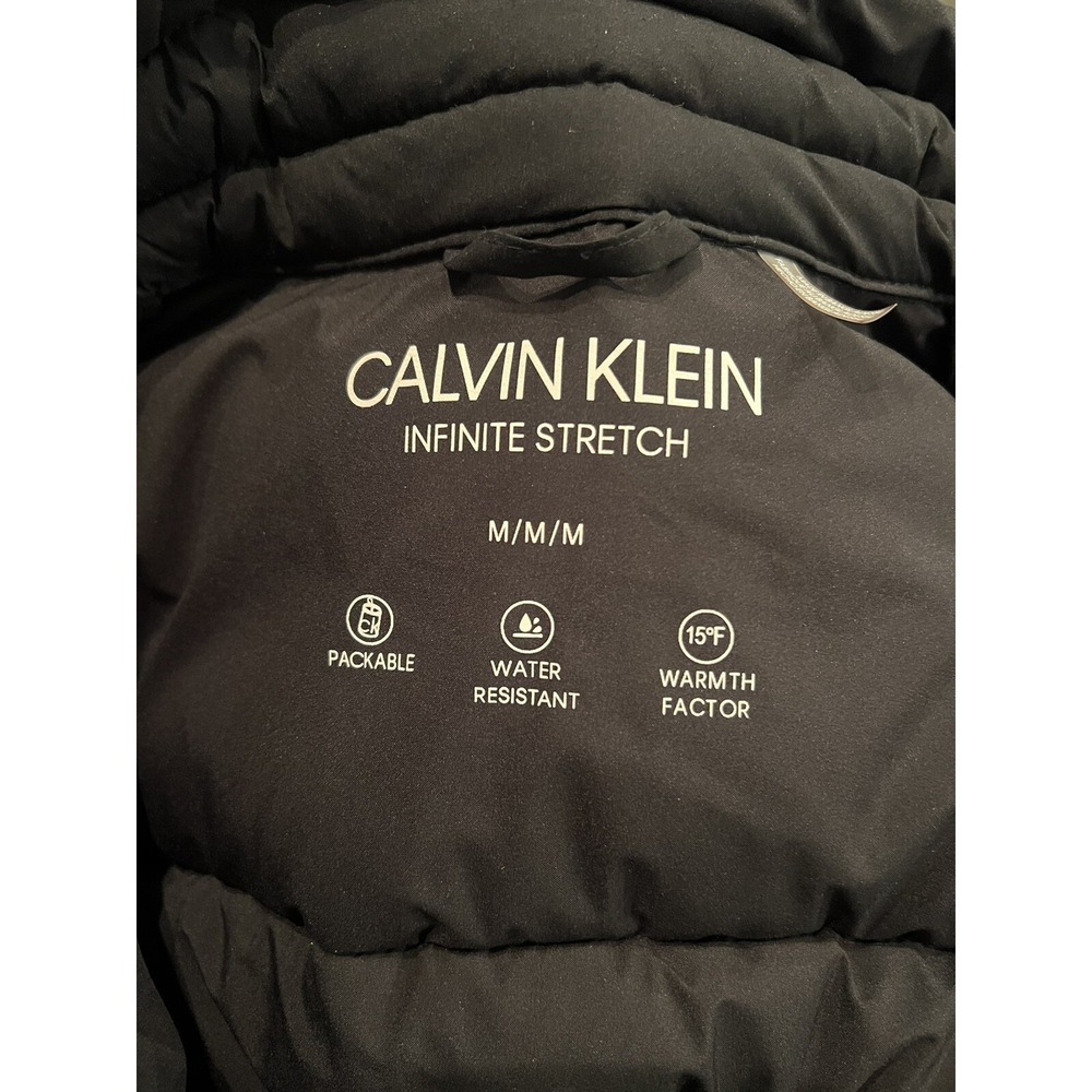 Calvin Klein Juniors Puffer Coat Solid Black Zip Front Quilted Medium - Picture 3 of 4